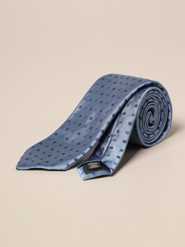 Ermenegildo Zegna Tie Ermenegildo Zegna Tie In Micro Patterned Silk - Gnawed Blue