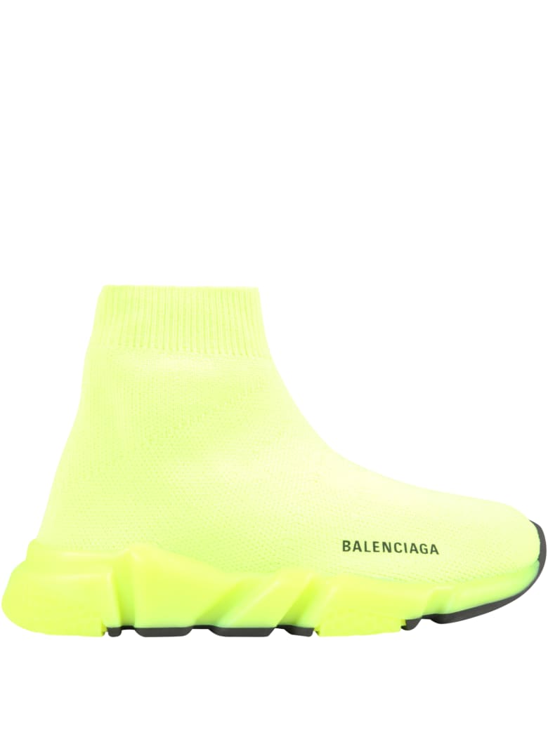 Balenciaga Neon Yellow Sneakers For Kids With Logo - Yellow