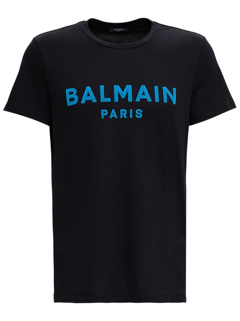 Balmain Cotton T-shirt With Logo Print - Black