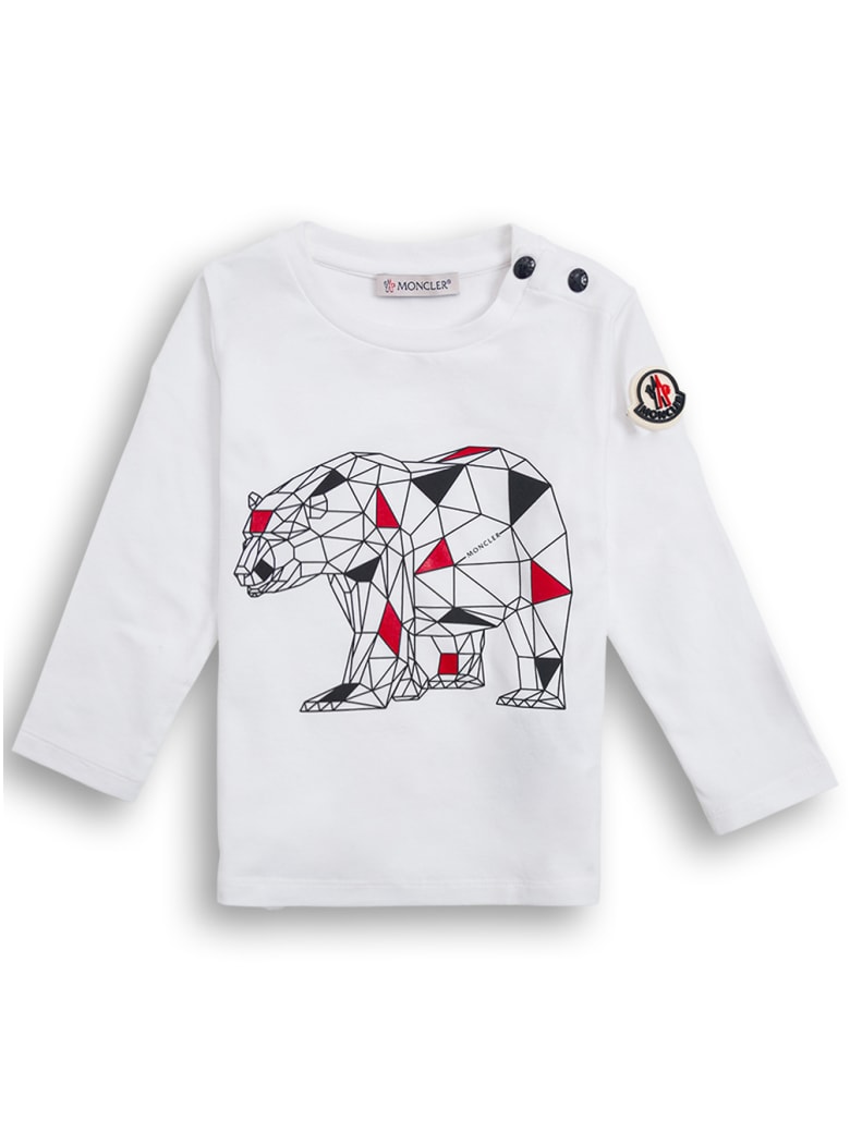 Moncler Long Sleeved Shirt With Print - White