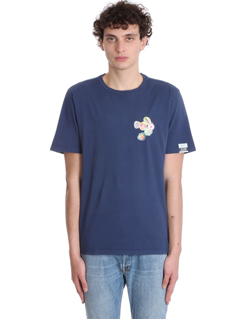 Golden Goose Adamo T-shirt In Blue Cotton - BLUE