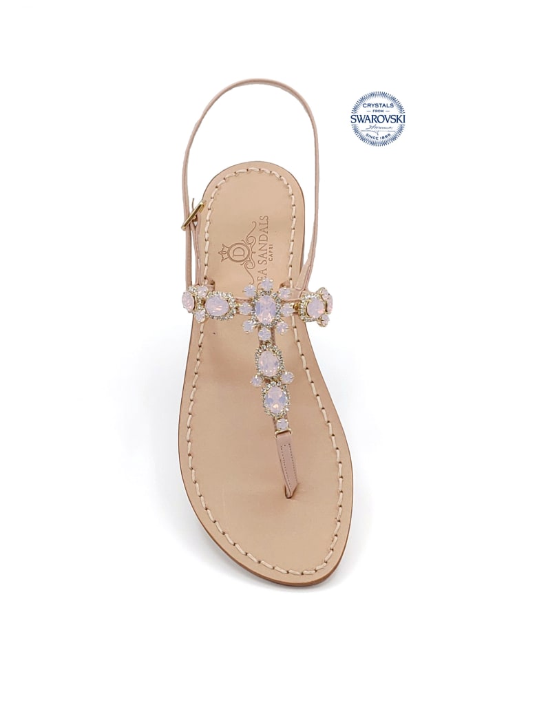 Dea Sandals Via Krupp Jewel Flip Flops Sandals - pink, crystal, pink opal
