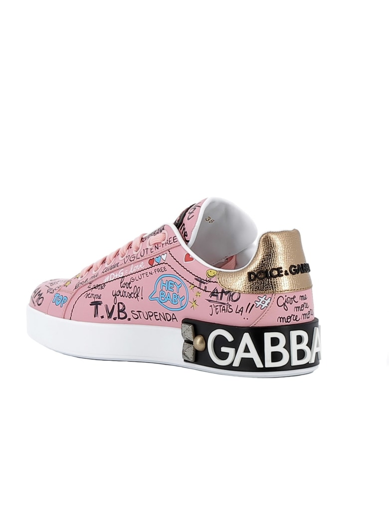 Dolce And Gabbana Pink Leather Sneakers Italist Always Like A Sale 5982