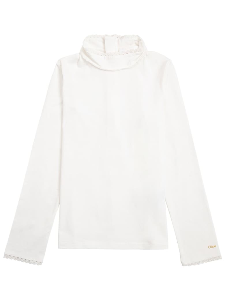 Chloé White Cotton Turtleneck - White