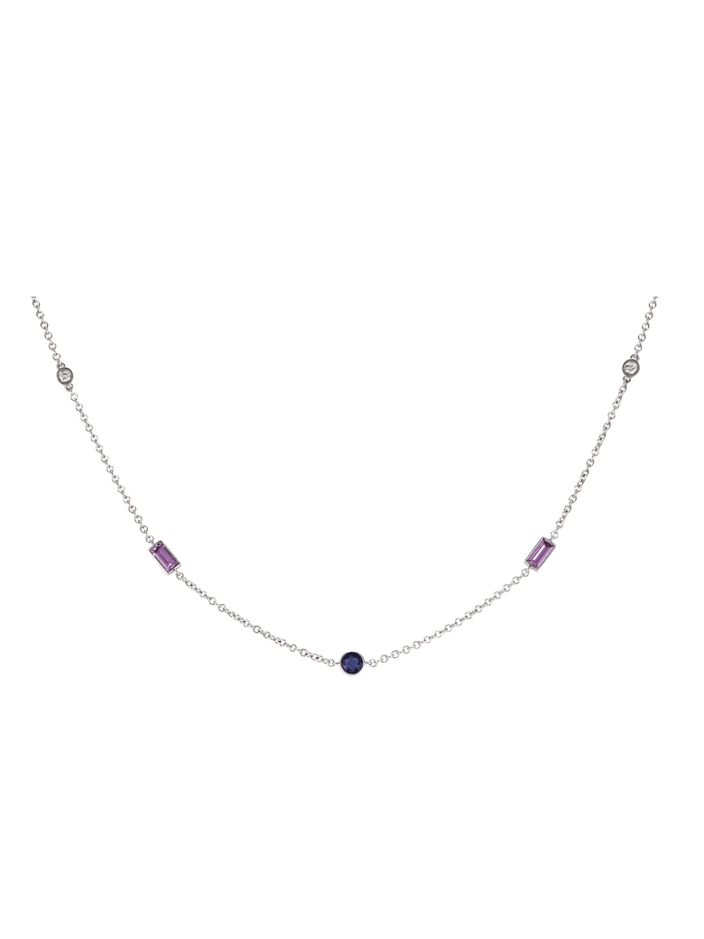 Lo Spazio Jewelry Lo Spazio Blue , Pink Sapphire and Diamond Necklace - Blue_Pink
