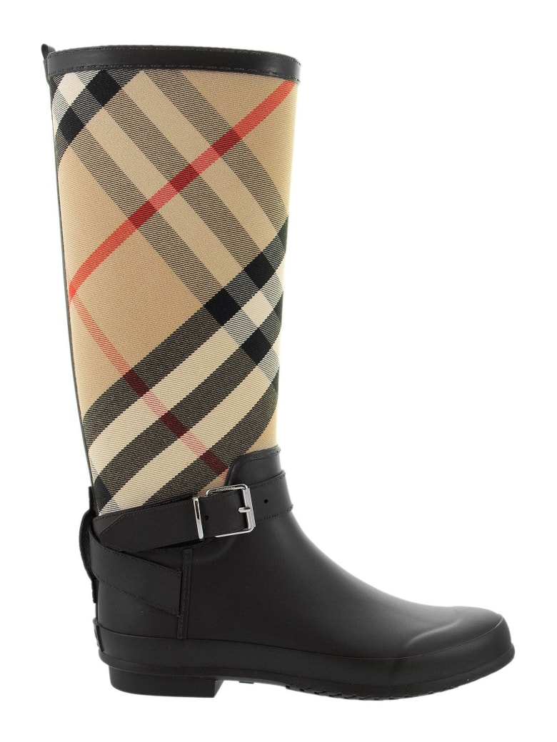 Burberry Simeon - Tartan Rain Boots - Black/archive Beige