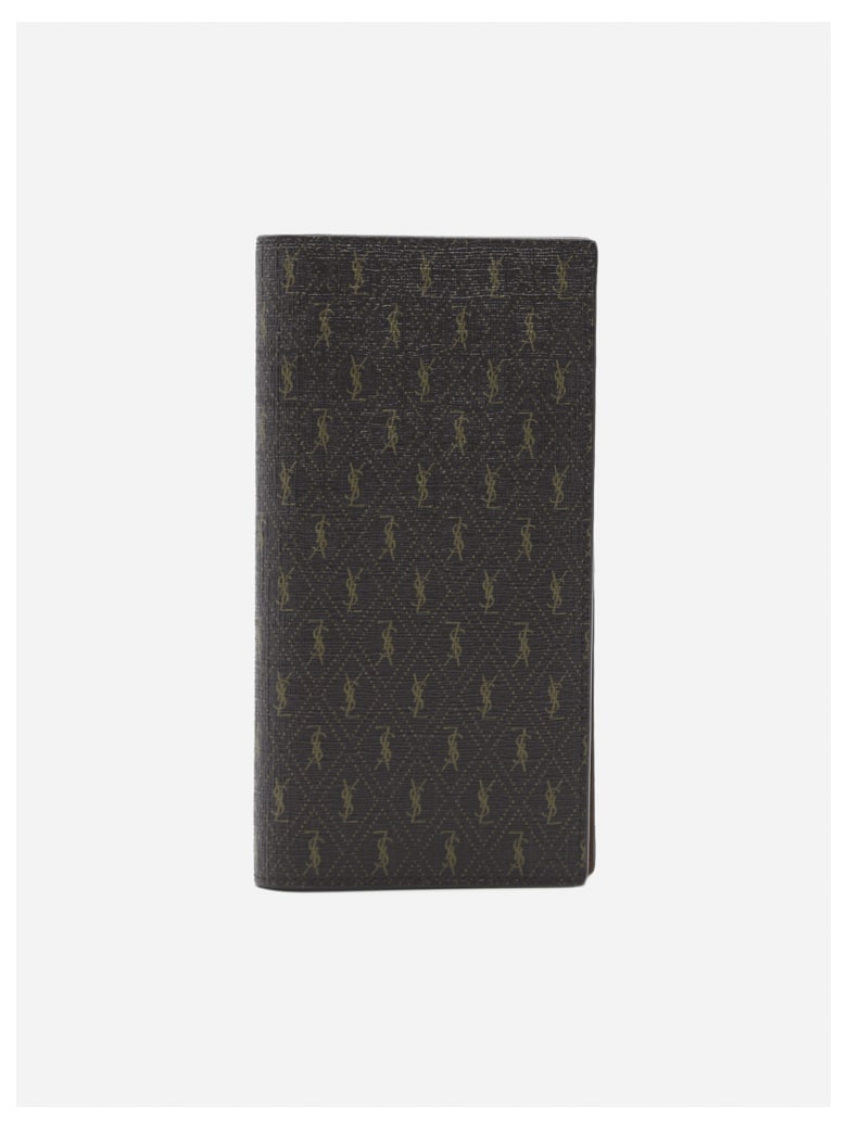 Saint Laurent Le Monograms Continental Wallet In Canvas - Choc/kak/brun