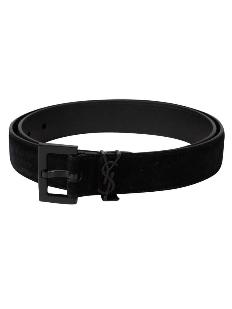 Saint Laurent Loop Logo Detail Belt - Black