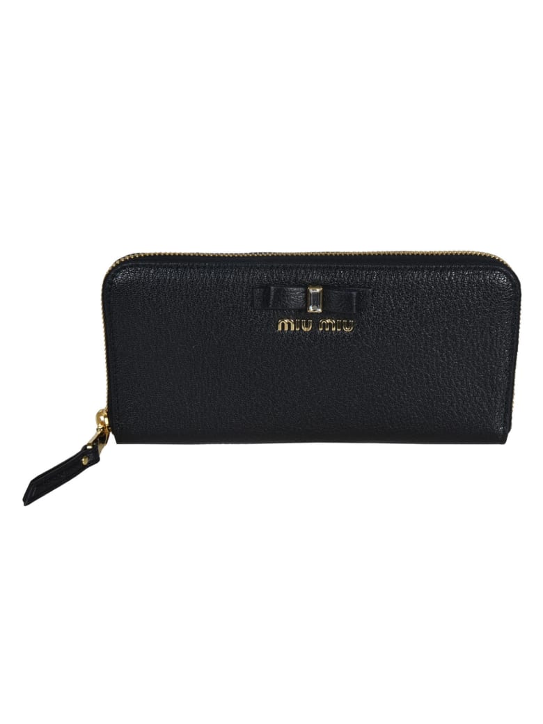 Miu Miu Zip-around Logo Continental Wallet - Black