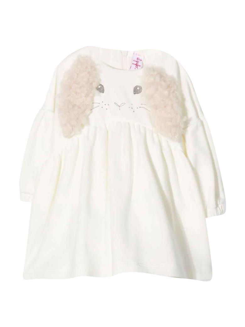 Il Gufo White Dress With Inserts - Latte