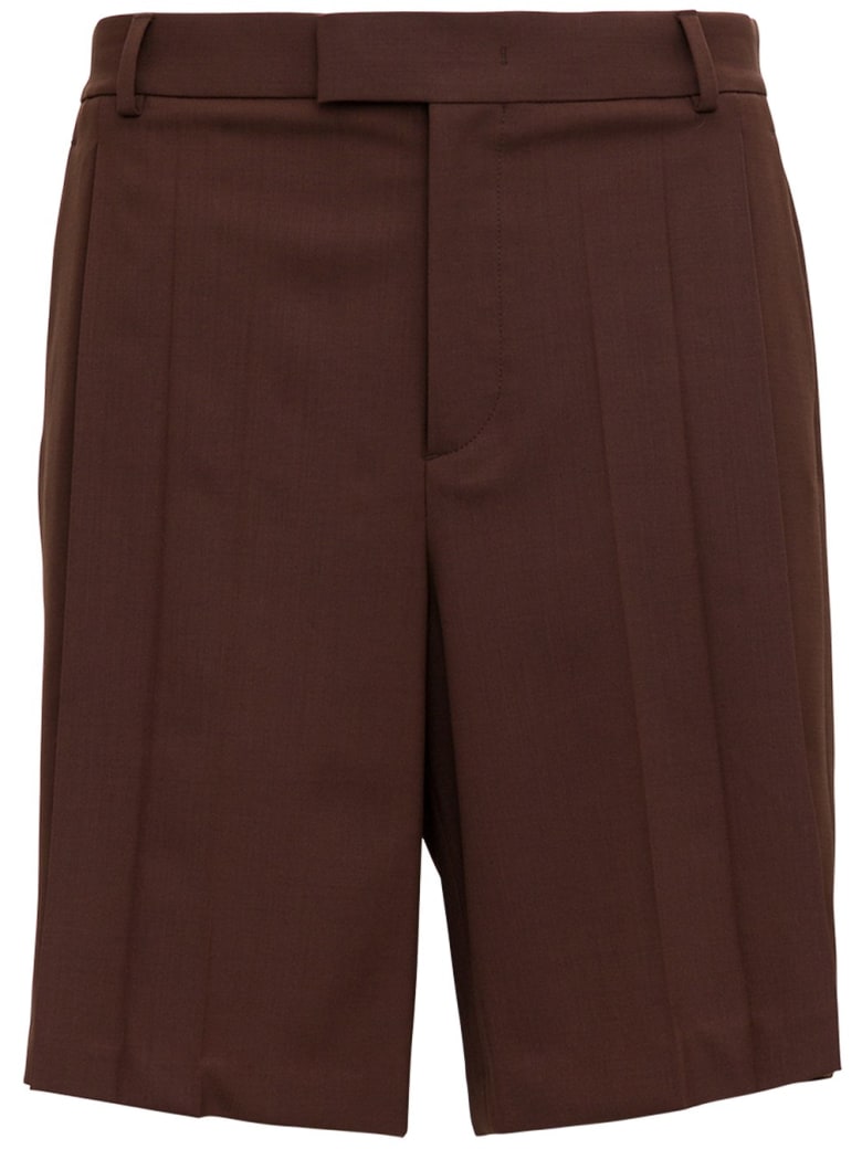 Valentino Brown Bermuda Shorts With Pleats Detail - Brown