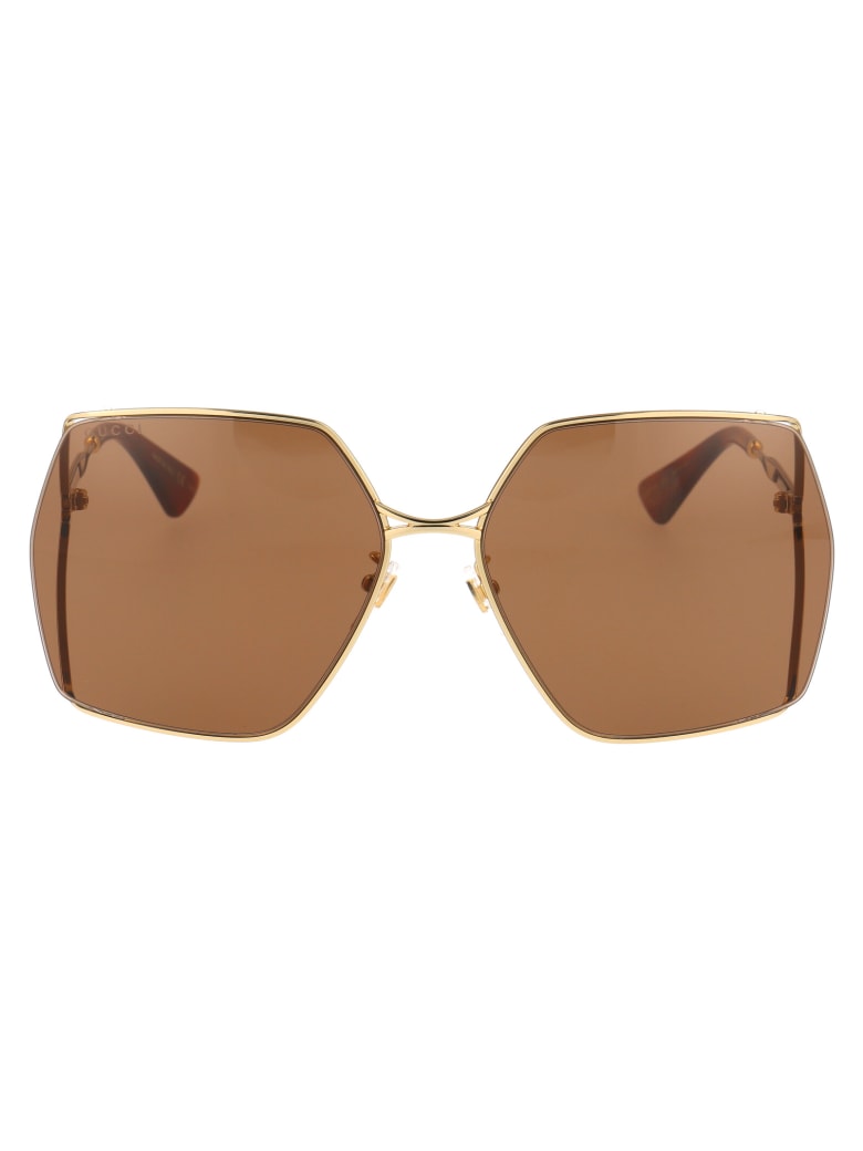 Gucci Gg0817s Sunglasses - 002 GOLD GOLD BROWN