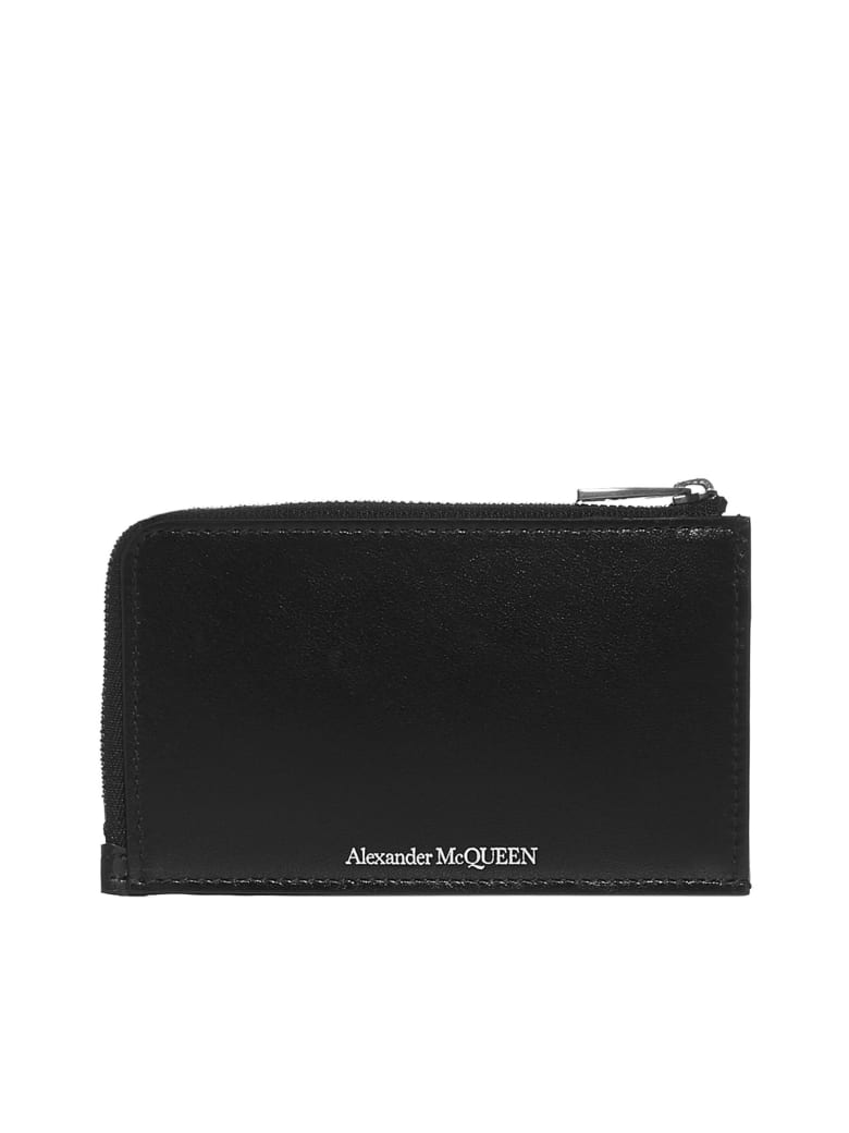 Alexander McQueen Logo Leather Card Holder - Black