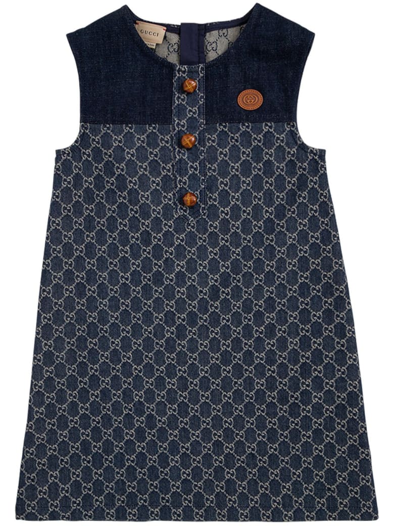 Gucci Gg Jacquard Denim Dress - Blu