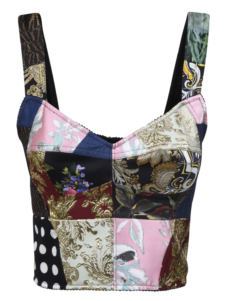 Dolce & Gabbana Rear Zipped Patched Top - Multicolor