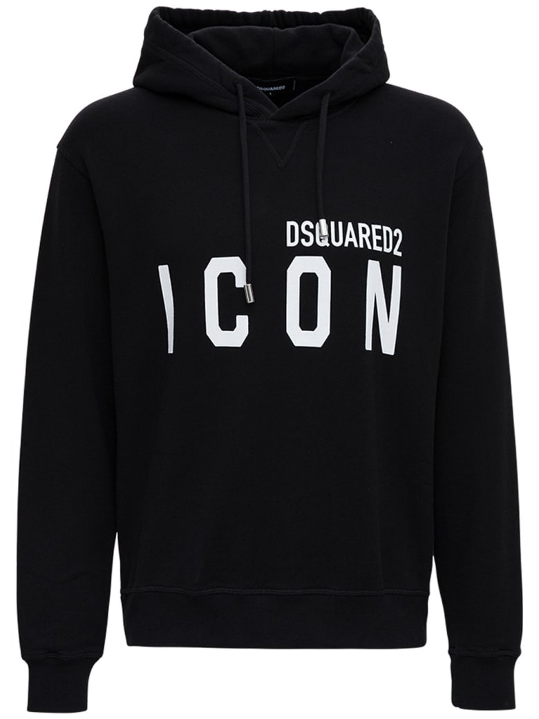 Dsquared2 Cotton Hoodie With Logo Print - Black