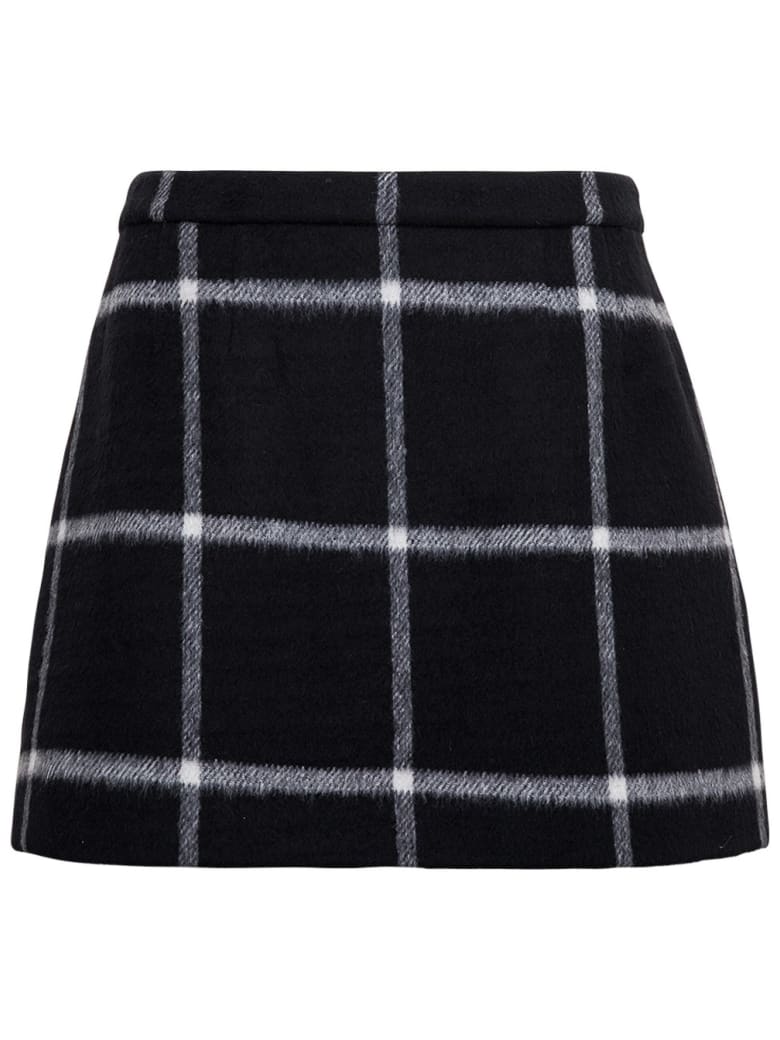 RED Valentino Wool Check Skirt - Black