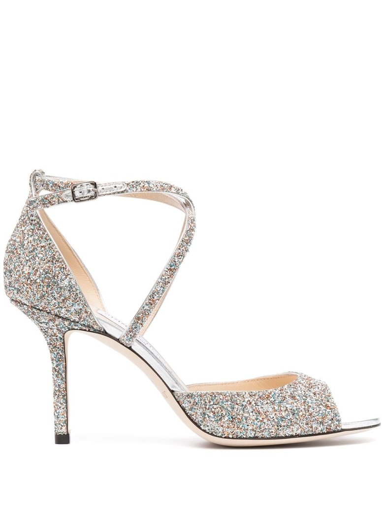 Jimmy Choo Emsy Glitter Sandals - Argento