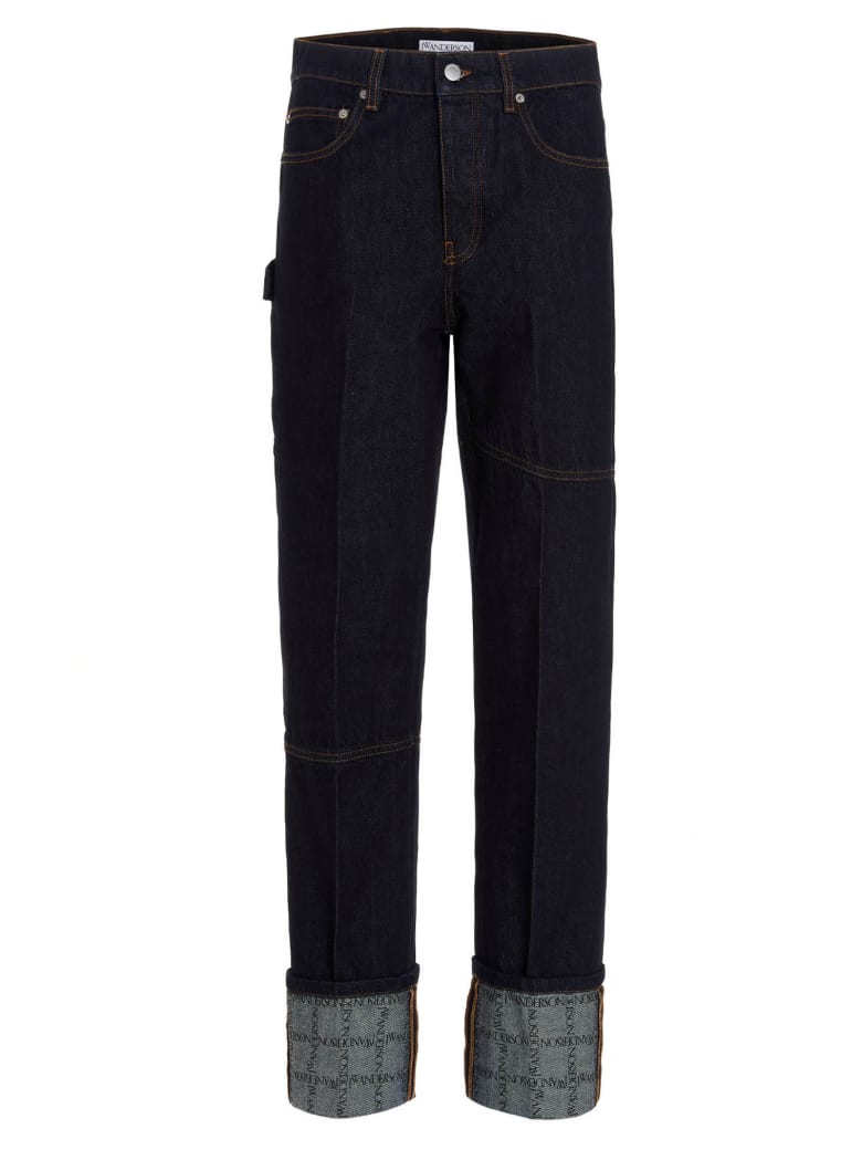 J.W. Anderson 'logo Grid Turn Up Workwear' Jeans - Blu Denim
