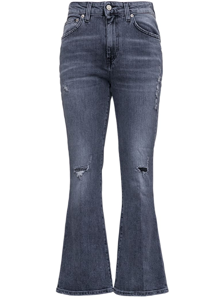 Mauro Grifoni Grey Denim Jeans With Flared Bottom - Grey