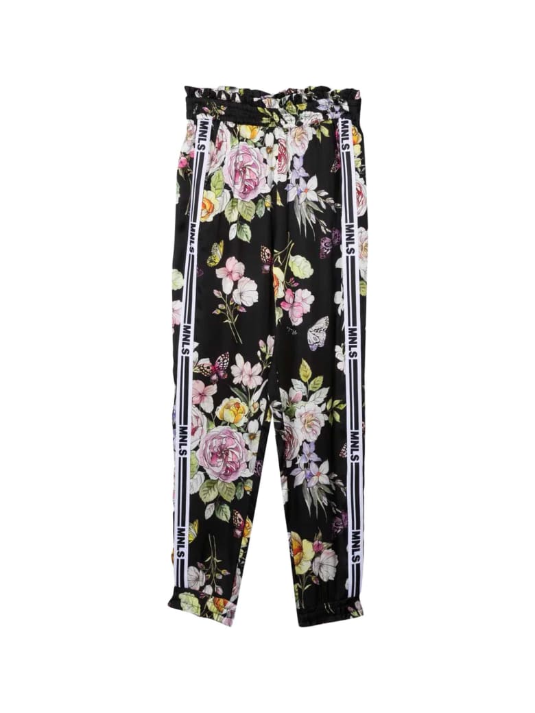 Monnalisa Floral Trousers - Nero