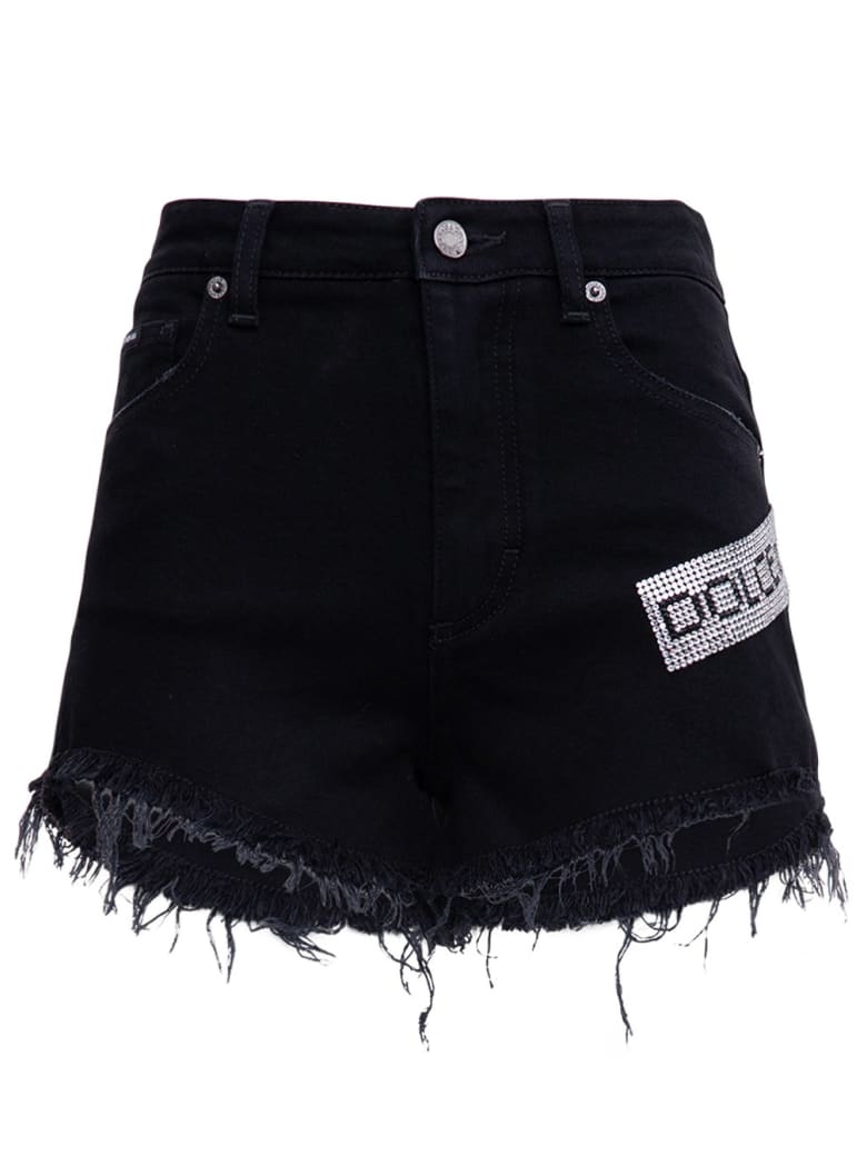 Dolce & Gabbana Denim Shorts With Logo - Black