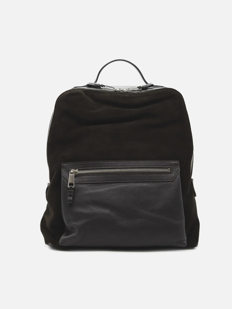 Eleventy Backpack Made Of Leather With Contrasting Inserts