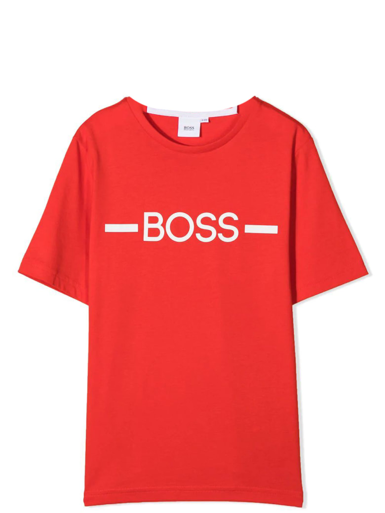 Hugo Boss Crew Neck T-shirt With Print - Red