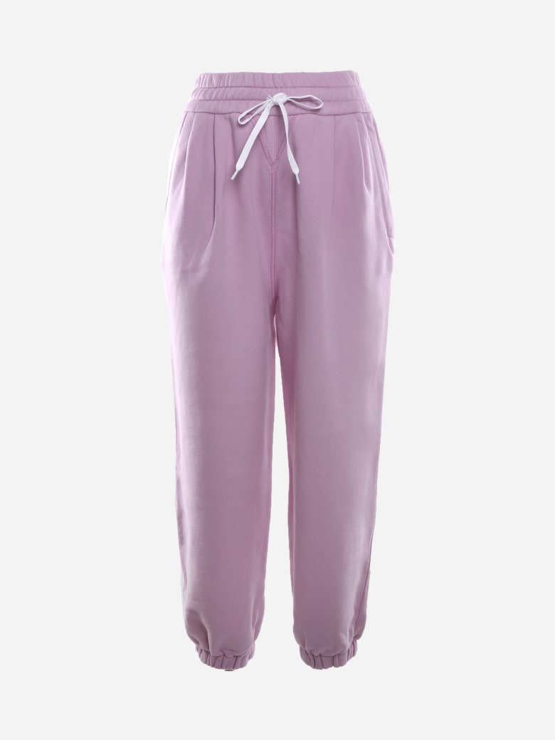 Miu Miu Cotton Trousers With Logo Print - Purple