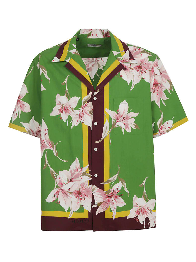Valentino Regular Fit Floral Print Shirt - Green/Pink/Yellow