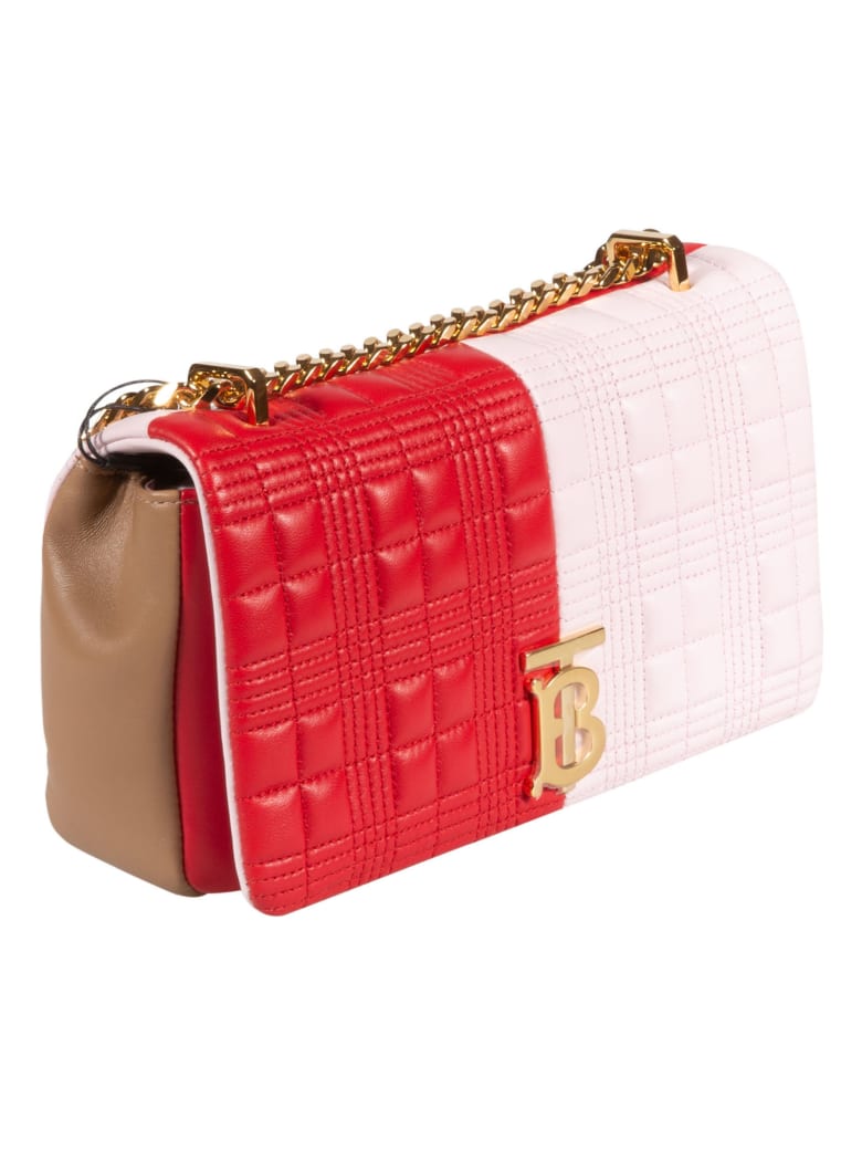 Burberry Two-color Logo Detail Shoulder Bag - Red/Pink