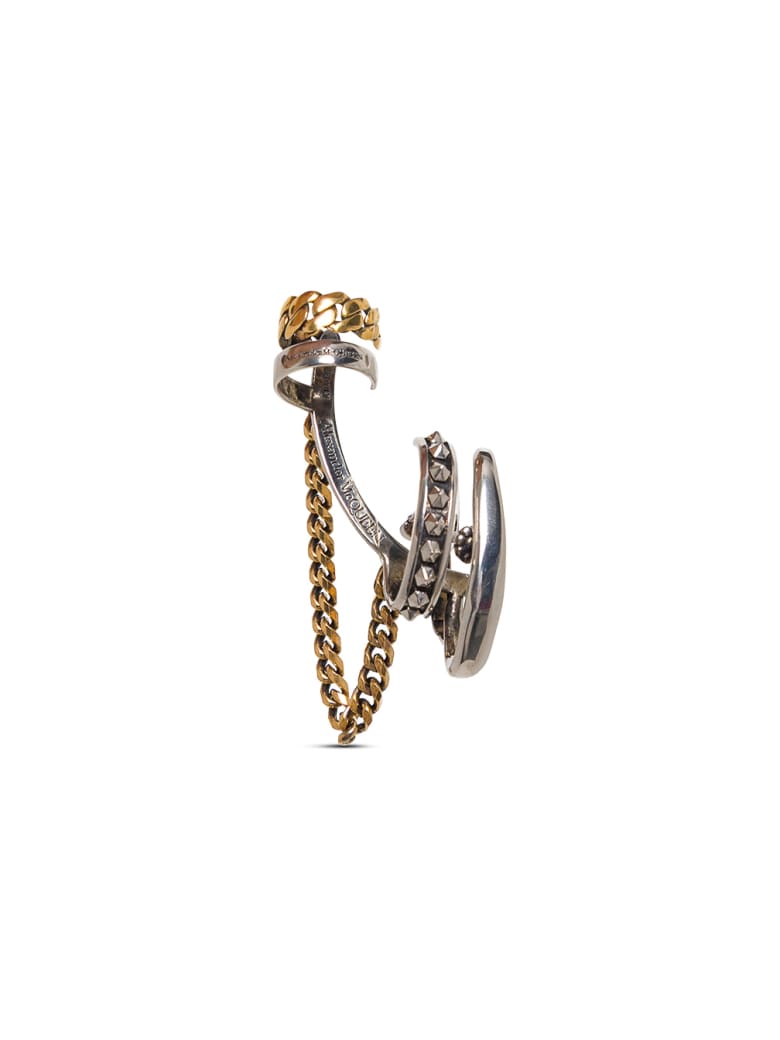 Alexander McQueen Single Earcuff Chain Skull Earring - Metallic