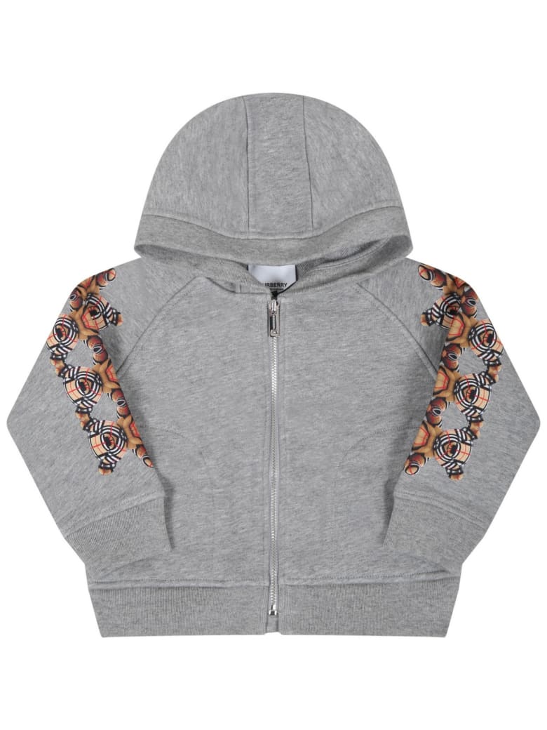 Burberry Gray Swatshirt For Bay Kids With Bears - Grey