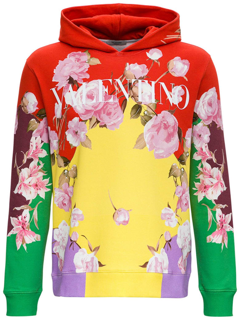 Valentino Multicolor Jersey Hoodie With Logo Print - Multicolor