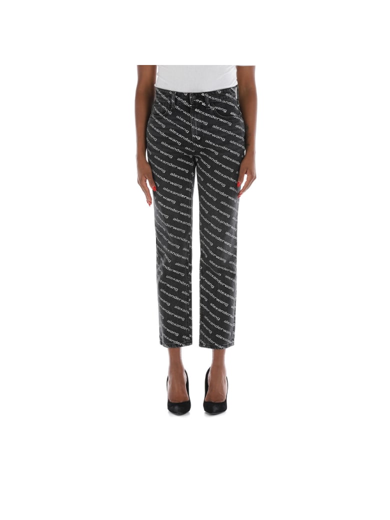 T by Alexander Wang High Rise Logo Jeans - Grey Aged White
