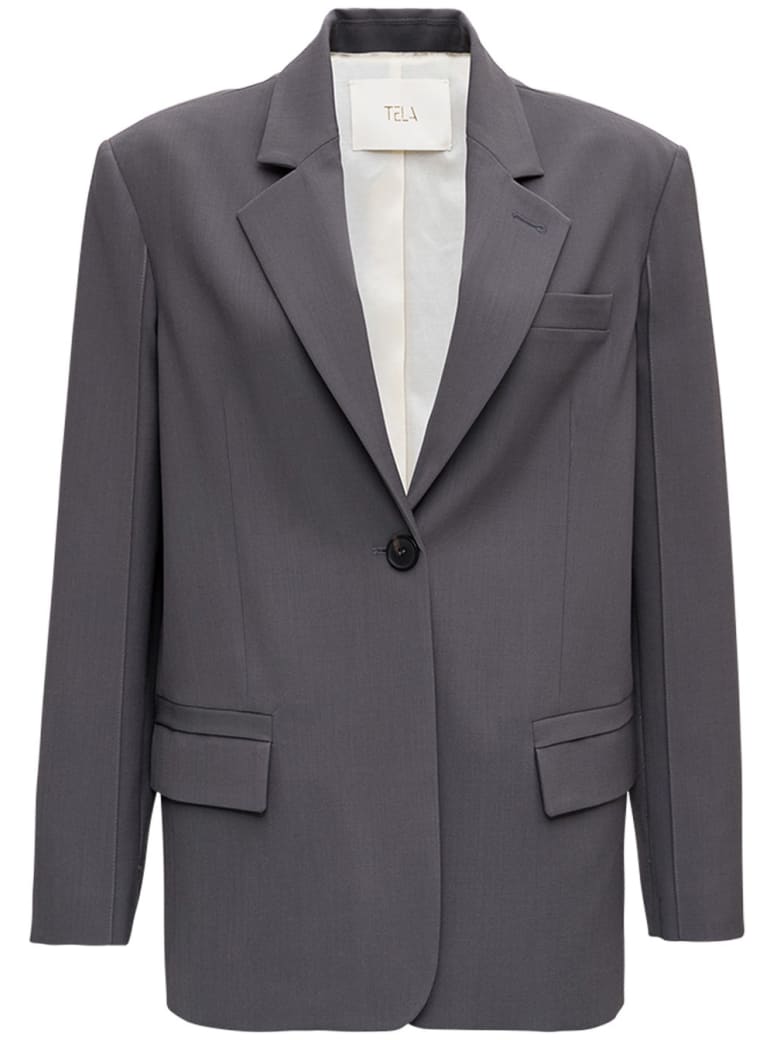 Tela Dolly Grey Blazer In Wool Blend - Grey