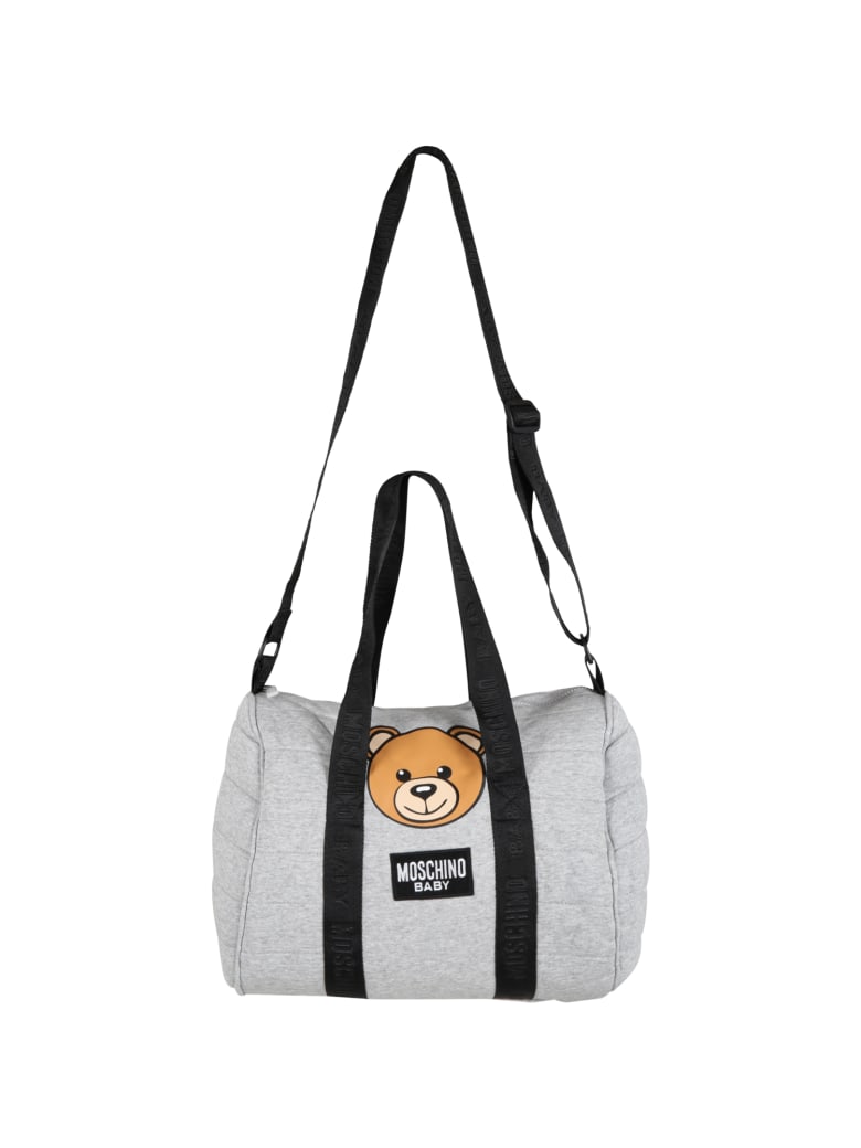 grey moschino changing bag