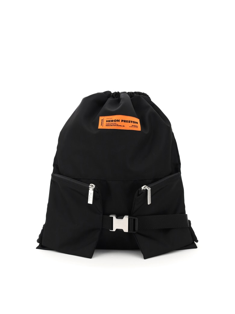 HERON PRESTON Gym Bag Nylon Backpack Sack - Nero