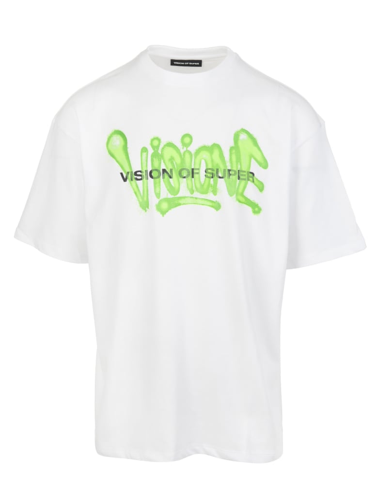 Vision of Super White And Green "visione" Man T-shirt - White/green