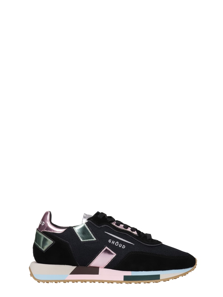 GHOUD Rush Sneakers In Black Suede And Fabric - Nero e Rosa