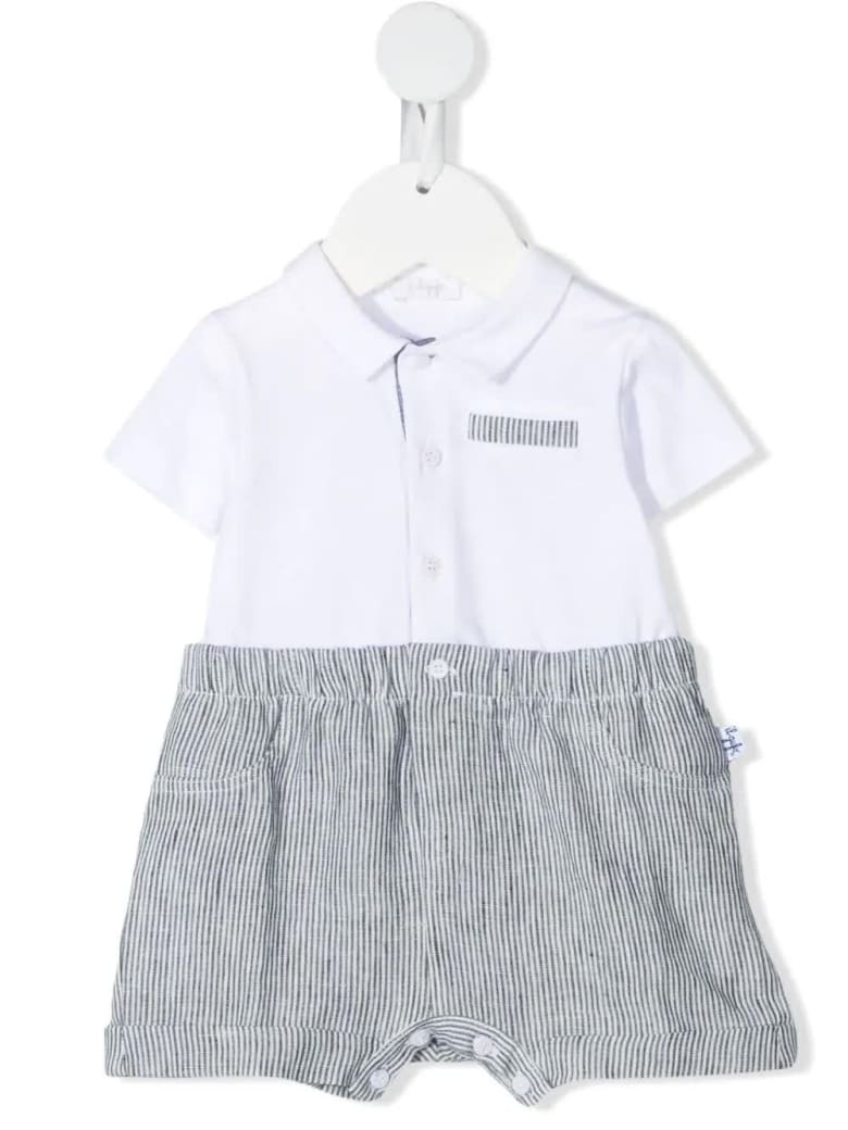 Il Gufo Newborn Short Jumpsuit In Linen And Jersey - Blu