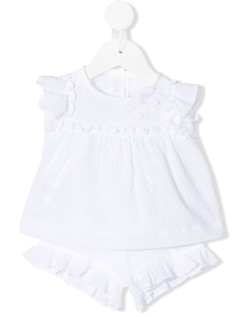 Il Gufo Newborn Two-piece Suit In White Cotton With Application - Bianco