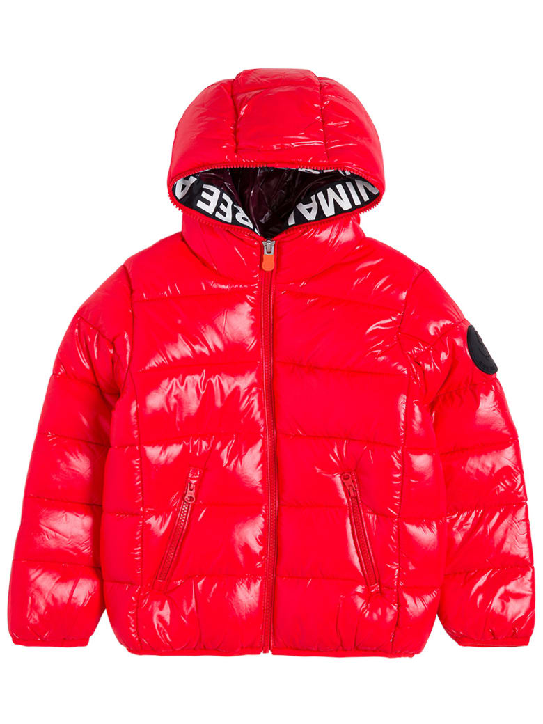 Save the Duck Red Kate Ecological Nylon Down Jacket With Logo - Red