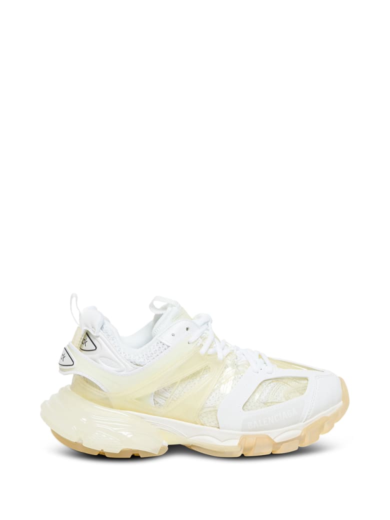 Balenciaga Track Clear Sole Sneakers In Mix Of Materials - White
