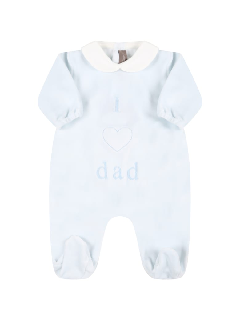 Little Bear Light Blue Babygrow For Baby Boy With Writing - Light Blue
