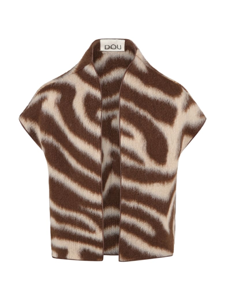 Douuod Brown Vest For Kids With Biege Details - Brown