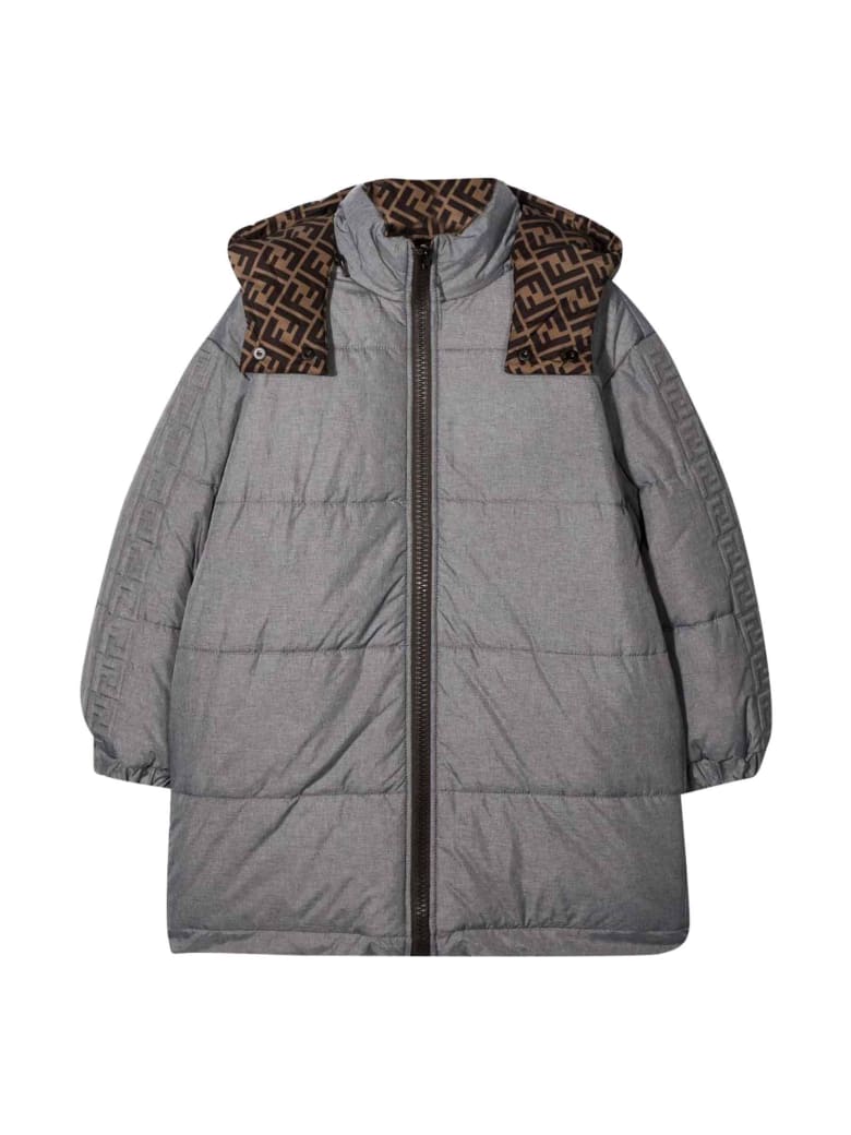 Fendi Gray Lightweight Jacket With Hood. - Grigio