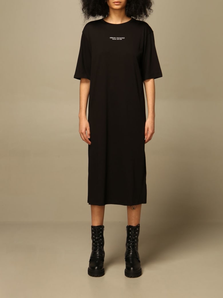 Armani Collezioni Armani Exchange Dress Armani Exchange Midi Dress With Logo - Black