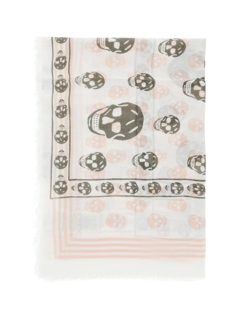 Alexander McQueen Classic On Biker Skull Scarf - Ivorypink
