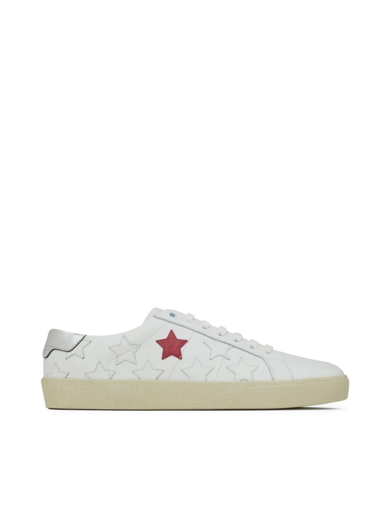 Saint Laurent Flat Heel Leather Up - Bianco